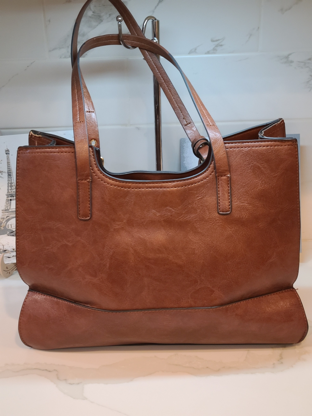 Bueno Brown Leather Tote with Tassel Charm - Picture 5 of 15